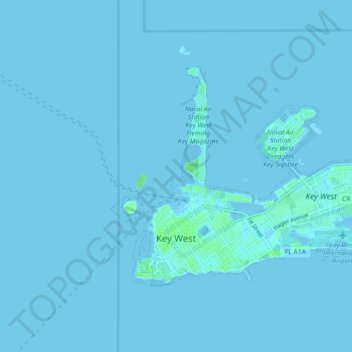 Mapa topográfico Key West, altitude, relevo