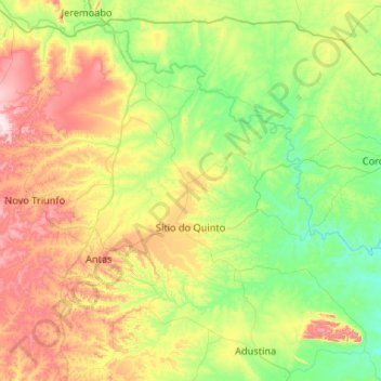 Mapa topográfico Sítio do Quinto, altitude, relevo