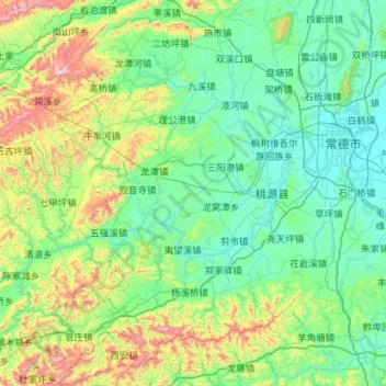 Mapa topográfico Taoyuan County, altitude, relevo