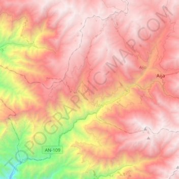 Mapa topográfico Coris, altitude, relevo