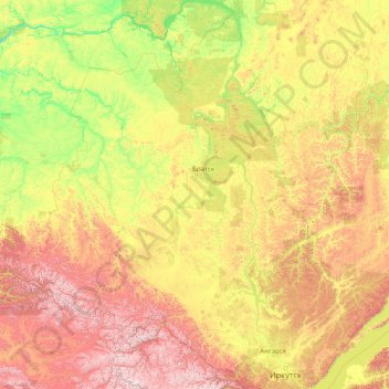 Mapa topográfico Ангара, altitude, relevo