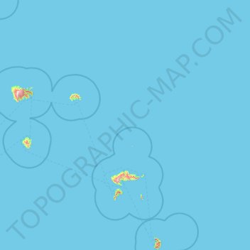 Mapa topográfico Îles Marquises, altitude, relevo