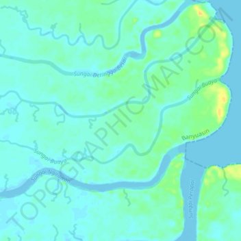Mapa topográfico Sungai Buaya, altitude, relevo