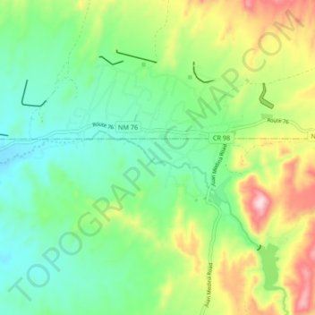 Mapa topográfico Chimayo, altitude, relevo