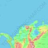 Mapa topográfico Región natural Caribe, altitude, relevo