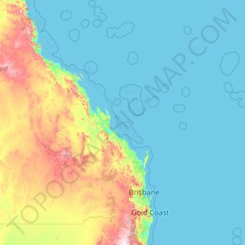 Mapa topográfico Coral Sea Islands, altitude, relevo