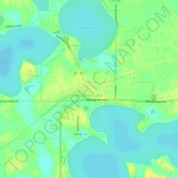 Mapa topográfico Madison Lake, altitude, relevo