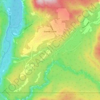 Mapa topográfico Hamlet of Grande Cache, altitude, relevo