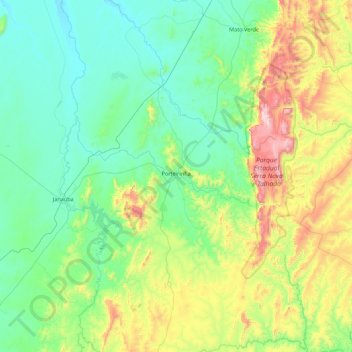 Mapa topográfico Porteirinha, altitude, relevo