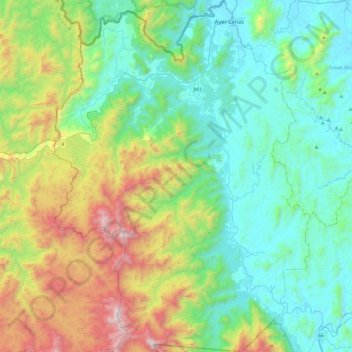 Mapa topográfico Jeli, altitude, relevo