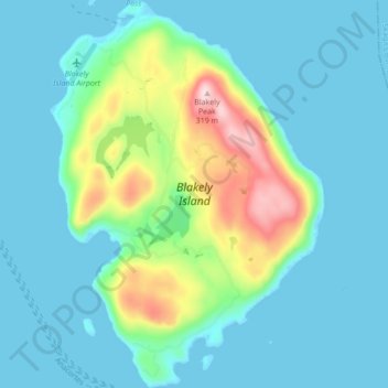 Mapa topográfico Blakely Island, altitude, relevo