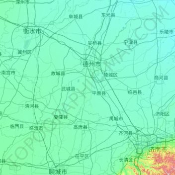Mapa topográfico 德州市, altitude, relevo