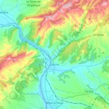 Mapa topográfico Garcia, altitude, relevo