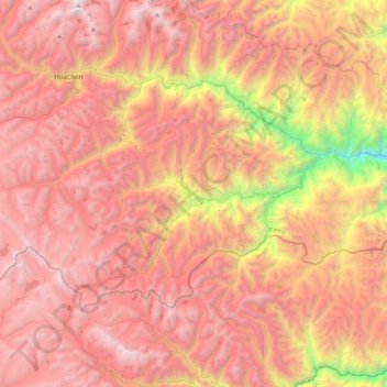 Mapa topográfico Paucartambo, altitude, relevo