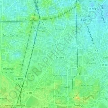 Mapa topográfico Secteur 4, altitude, relevo