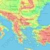 Mapa topográfico Bálcãs, altitude, relevo