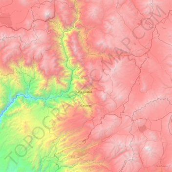 Mapa topográfico Carumas, altitude, relevo