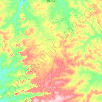 Mapa topográfico Angico, altitude, relevo