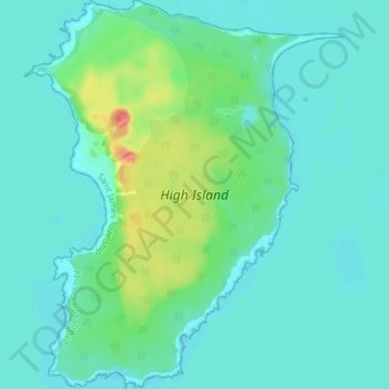 Mapa topográfico High Island, altitude, relevo