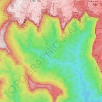 Mapa topográfico Jamison Valley, altitude, relevo