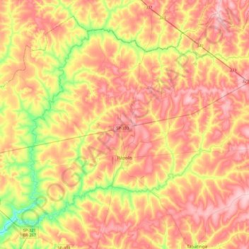 Mapa topográfico Itápolis, altitude, relevo