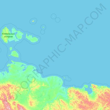 Mapa topográfico Mar Siberiano Oriental, altitude, relevo