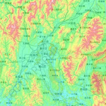 Mapa topográfico Li River, altitude, relevo