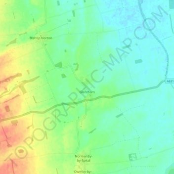 Mapa topográfico Glentham CP, altitude, relevo