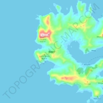 Mapa topográfico Rapa, altitude, relevo