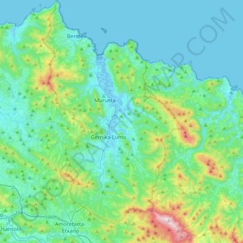 Mapa topográfico Biscay, altitude, relevo