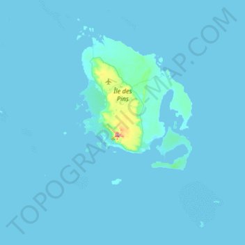 Mapa topográfico Isla de Los Pinos, altitude, relevo