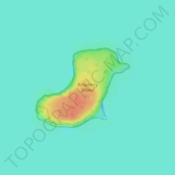 Mapa topográfico Raspberry Island, altitude, relevo