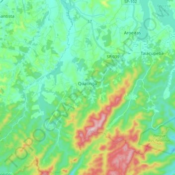 Mapa topográfico Quatinga, altitude, relevo