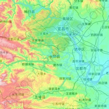 Mapa topográfico Changyang Tujia Autonomous County, altitude, relevo