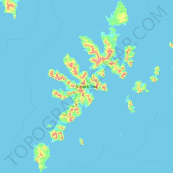 Mapa topográfico Nagai Island, altitude, relevo