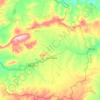 Mapa topográfico Aïn Abid, altitude, relevo