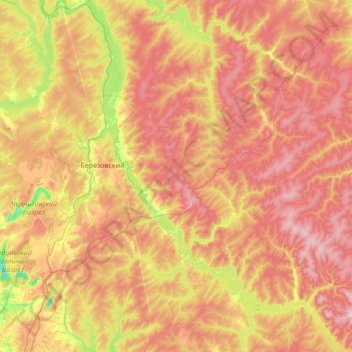 Mapa topográfico Барзас, altitude, relevo