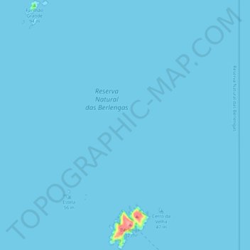 Mapa topográfico Arquipélago das Berlengas, altitude, relevo
