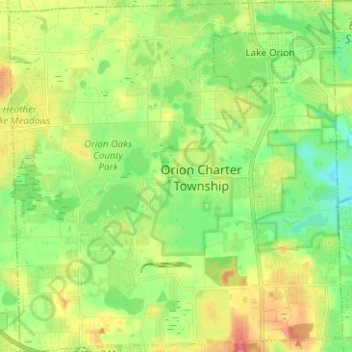 Mapa topográfico Orion Charter Township, altitude, relevo