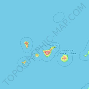 Mapa topográfico Canary Islands, altitude, relevo