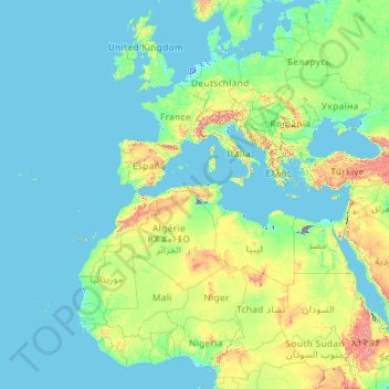 Mapa topográfico Niederlande, altitude, relevo