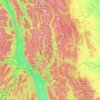 Mapa topográfico Area A (Upper Flathead/Elk Valley), altitude, relevo