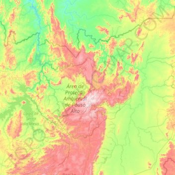 Mapa topográfico Microrregião da Chapada dos Veadeiros, altitude, relevo