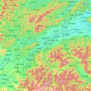 Mapa topográfico Quzhou, altitude, relevo