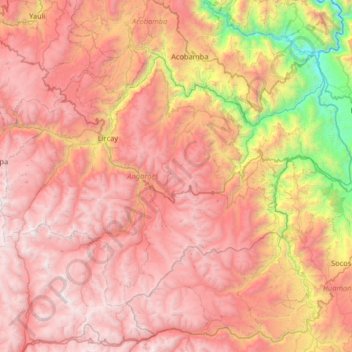 Mapa topográfico Angaraes, altitude, relevo