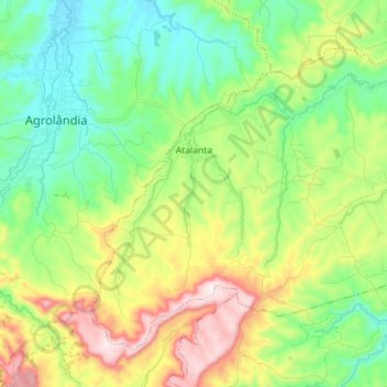 Mapa topográfico Atalanta, altitude, relevo