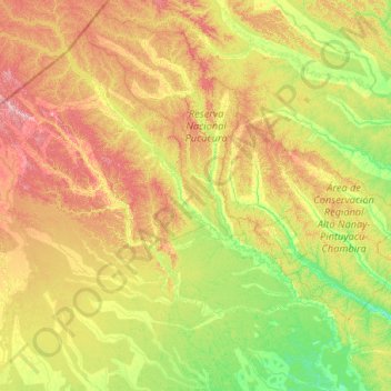 Mapa topográfico Tigre, altitude, relevo