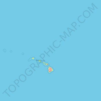 Mapa topográfico Hawaiian Islands, altitude, relevo