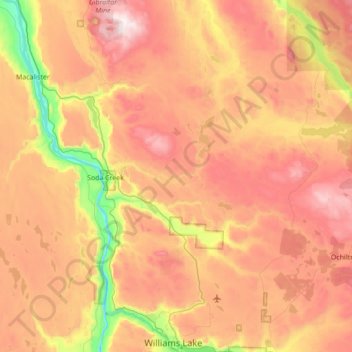 Mapa topográfico Area D (Commodore Heights/McLeese Lake), altitude, relevo