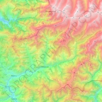 Mapa topográfico Chirgaon, altitude, relevo
